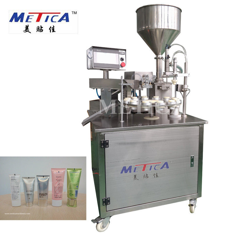 Máquina semiautomática de enchimento e vedação de tubos moles para indústrias química e alimentar