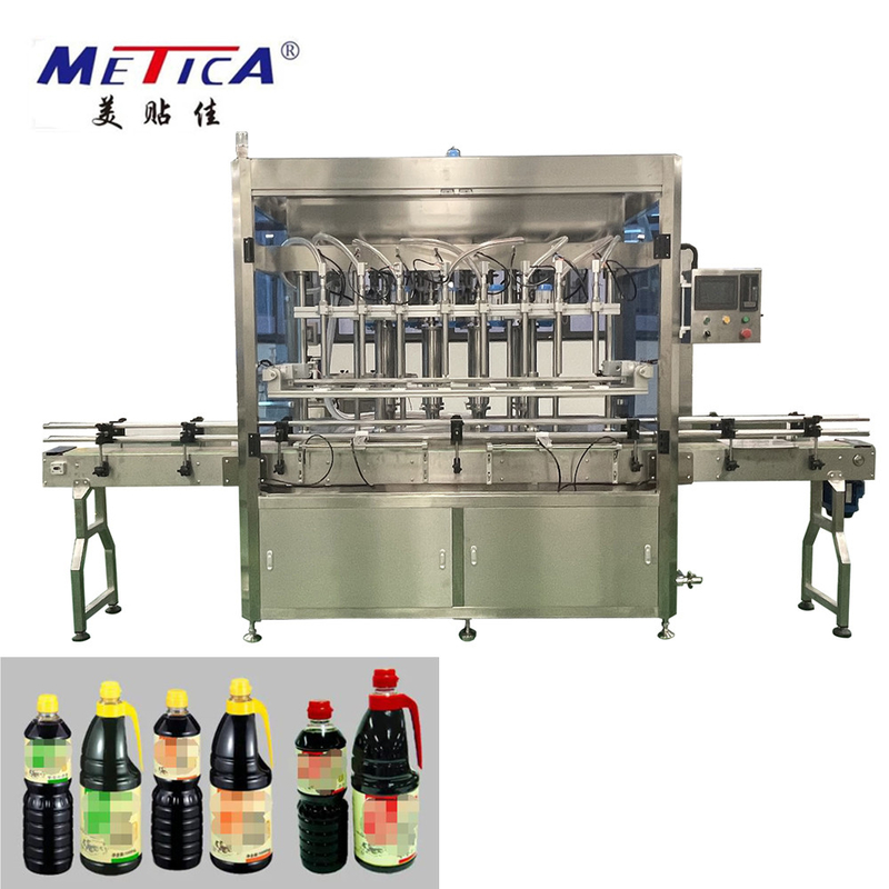 Máquina automática de enchimento de garrafas de molho de 500 kg com sistema de controlo PLC e servomotor
