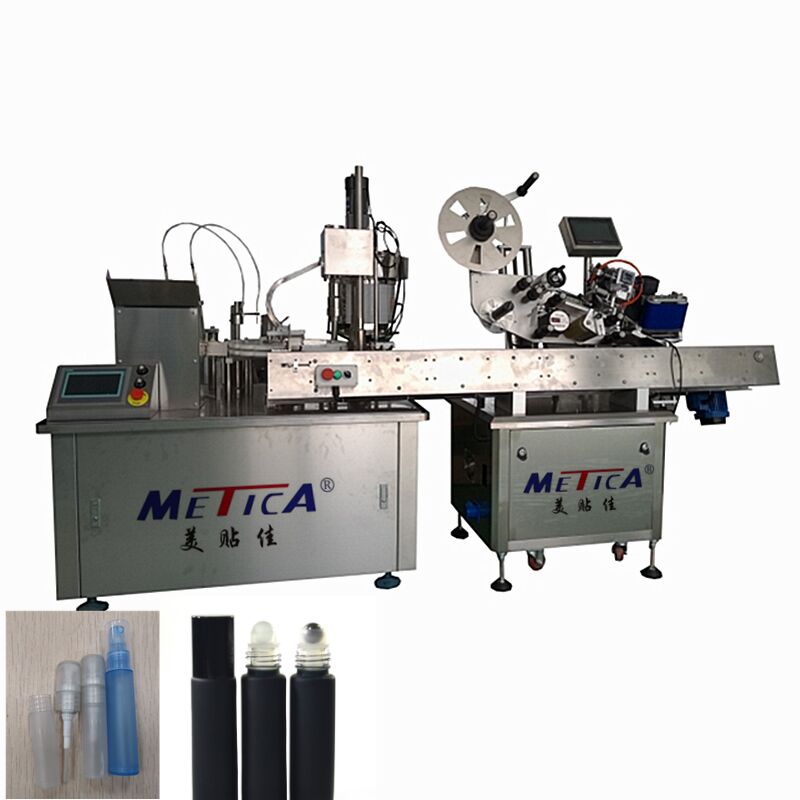 Máquina de rotulagem automática de embalagem de garrafas com bolhas de enchimento, tampão e rotulagem para óleos essenciais