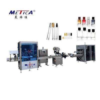 Máquina Automática de Enchimento, Crimpagens, Rotulagem e Embalagem de Garrafas de Vidro de Perfume